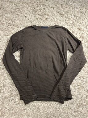 Brandy Melville Brown & Black Striped Long Sleeve Tee
